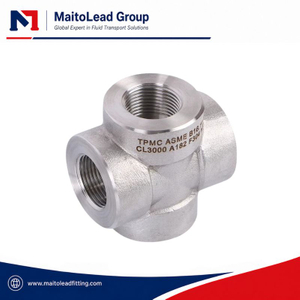 Klasse 3000 6000 gesmeed stalen kruis A105 F304 F316 schroefdraad socket weld hogedruk pijpfitting voor gasbrandbestrijding en industri&euml;le pijpleidingen